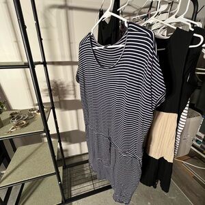 Hilary Radley Navy and White Striped Top